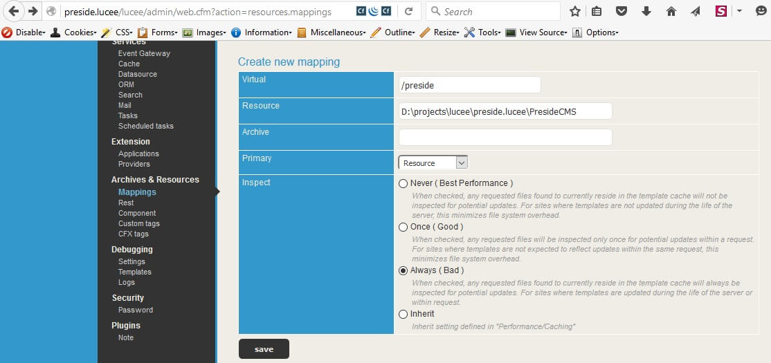 Lucee mapping for PresideCMS core Lucee Mapping for Preside CMS Core