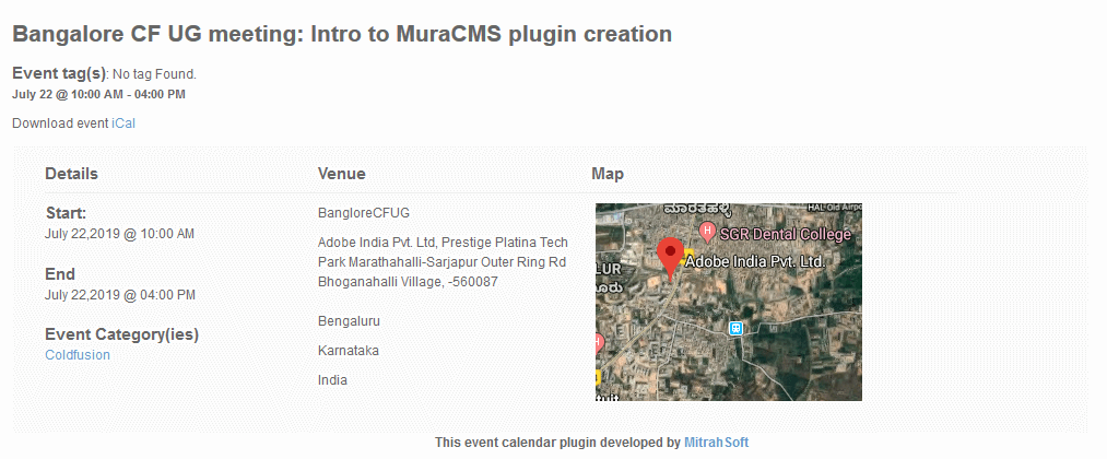 Muracms Event Detail Page With Google Map