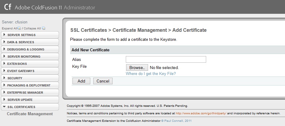 Import SSL Certificates Into Cold Fusion